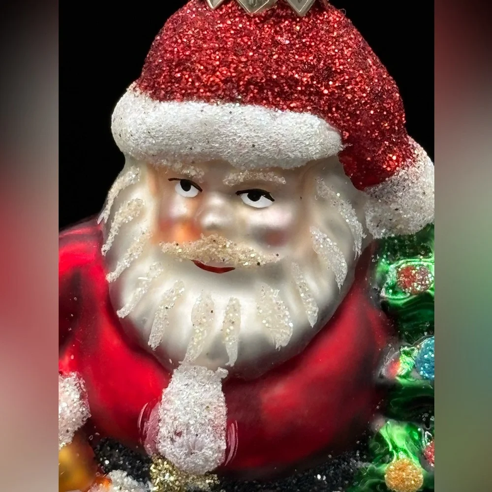 Vintage Small Blown Glass Santa Claus Christmas Ornament Impuls Poland 3
